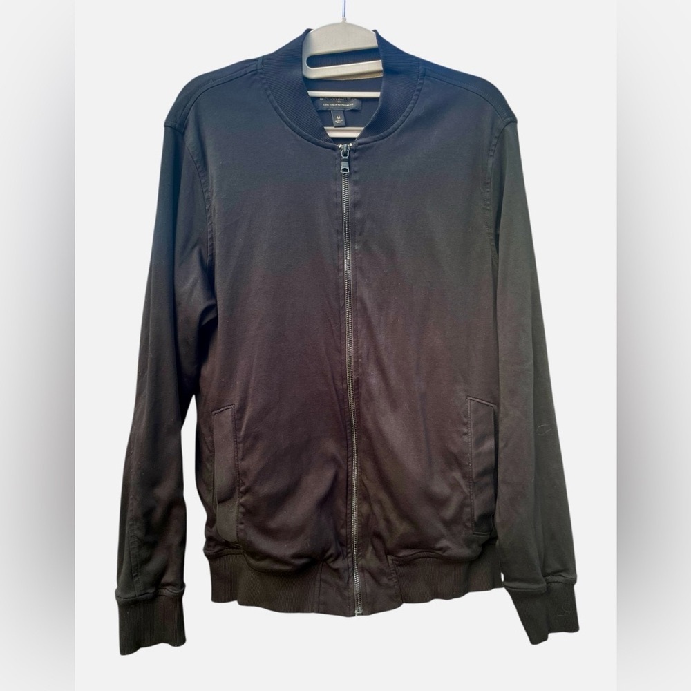 Banana Republic Factory Cotton Luxe Touch Black Bomber Jacket Men’s Medium - Picture 2 of 7